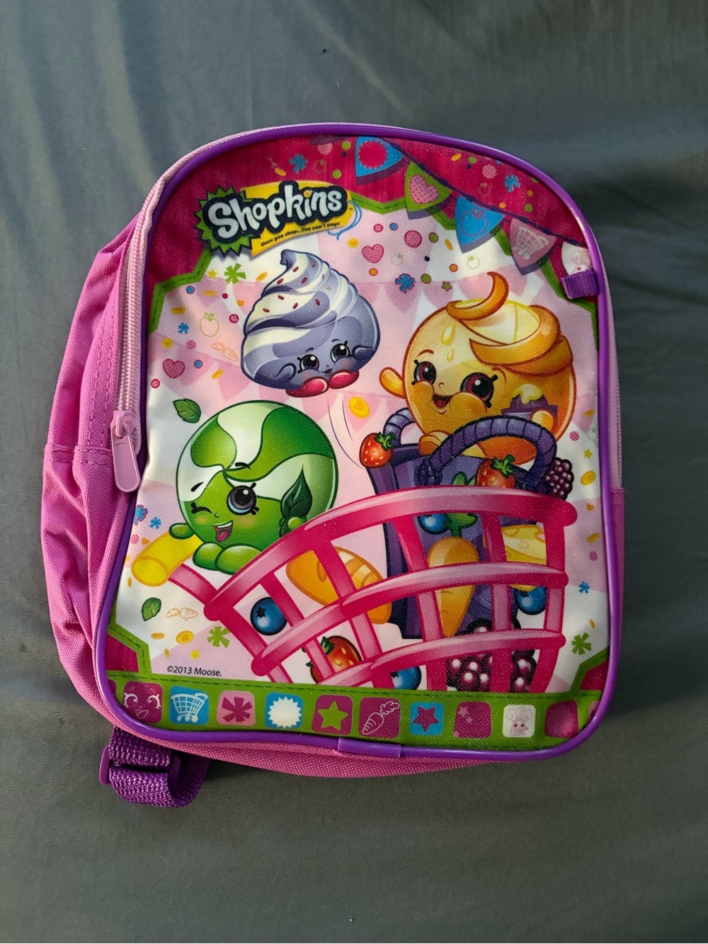 Shopkins Pink and Purple Kids Backpack with Colorful Character Print
